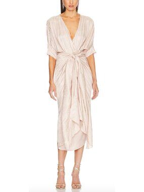 CALLAHAN Sami Midi Ruffled Dress in Blush Size XS